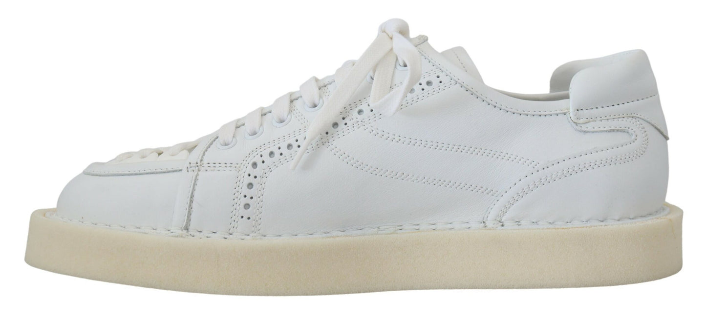 Dolce & Gabbana Weiß Leder Low Top Oxford Turnschuhe Freizeitschuhe