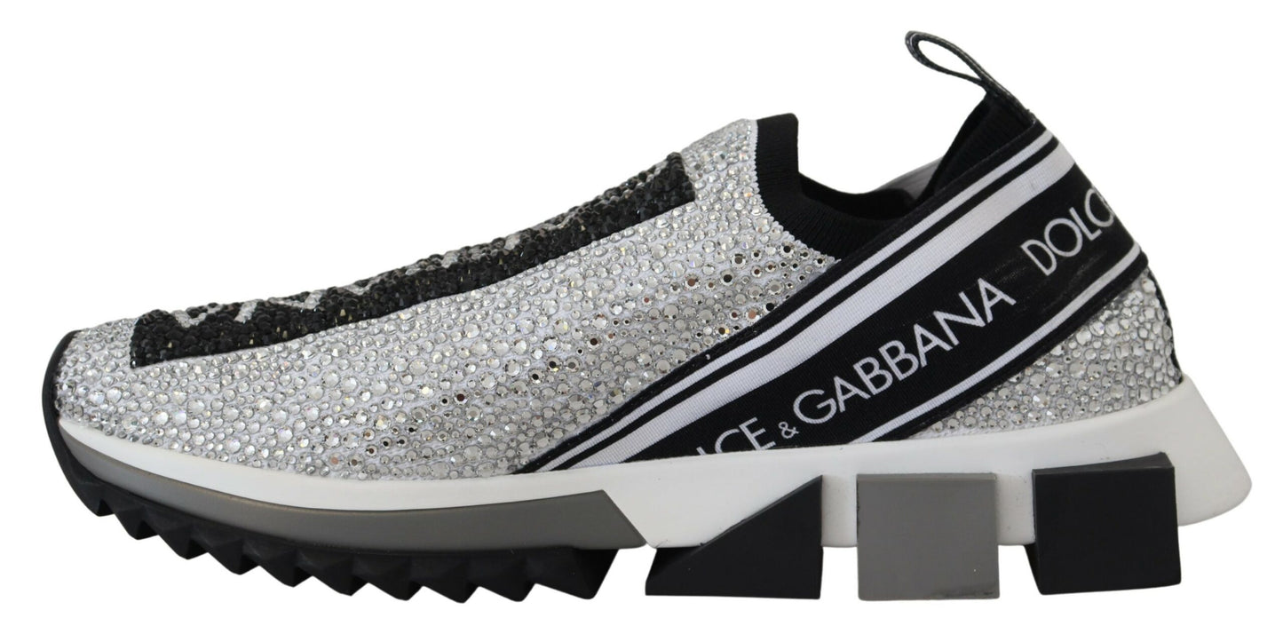 Dolce & Gabbana Silber Strass Sorrento Turnschuhe Schuhe