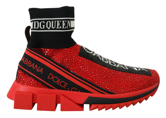 Dolce & Gabbana Rot Bling Sorrento Turnschuhe Socken Schuhe
