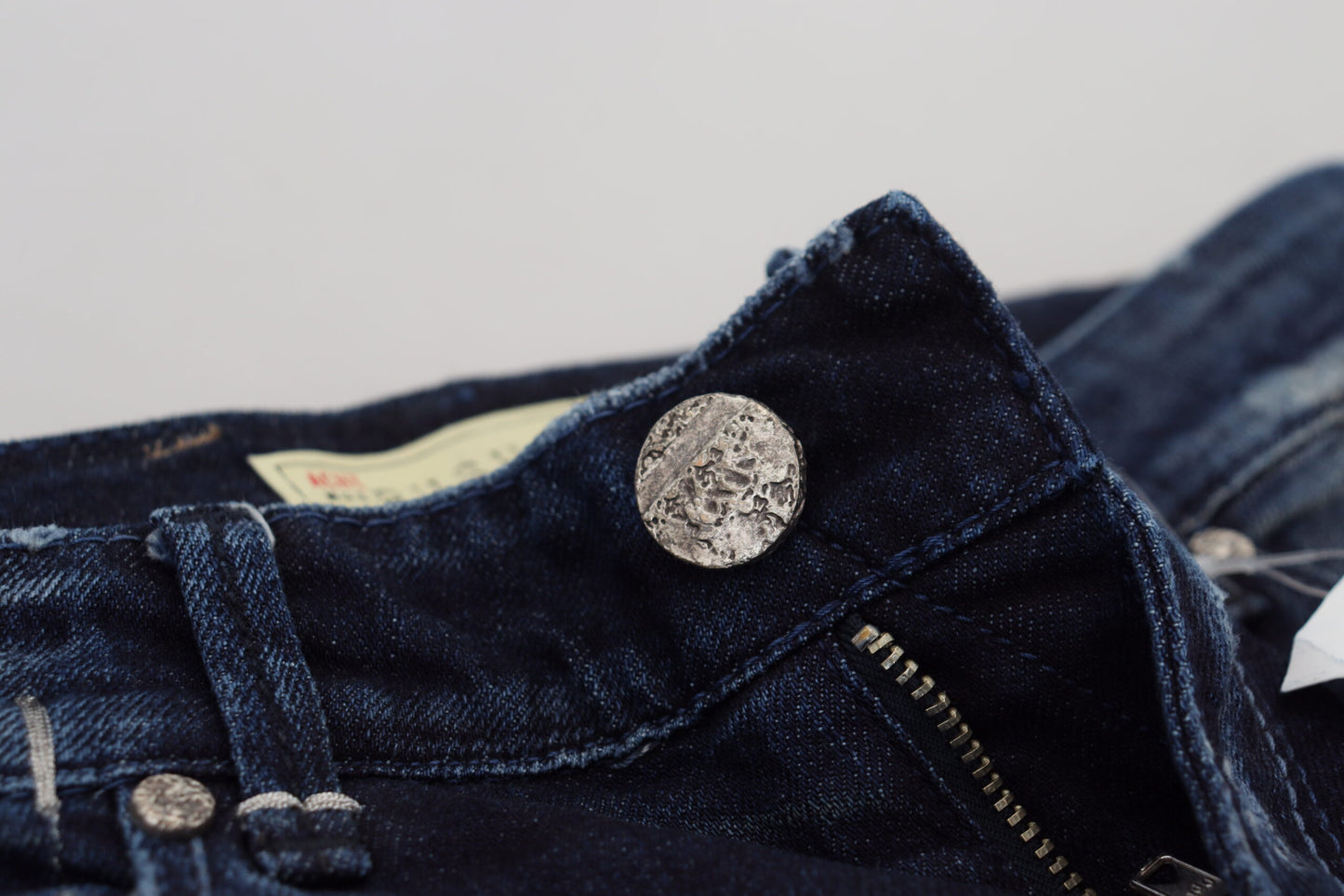 Acht Blaue Baumwolle Niedrige Taille Slim Fit Damen Casual Denim Jeans