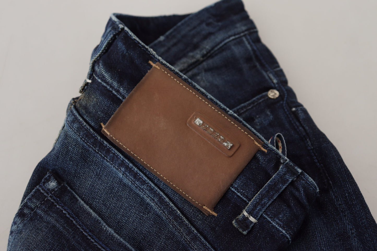 Acht Blaue Baumwolle Niedrige Taille Slim Fit Damen Casual Denim Jeans