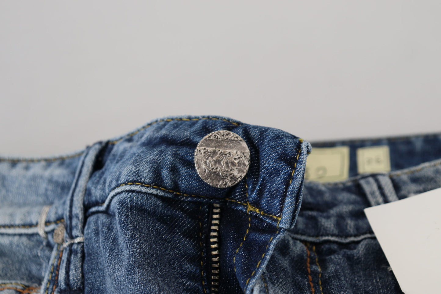 Acht Blau gewaschene Baumwolle mit niedriger Taille Damen Casual Jeans