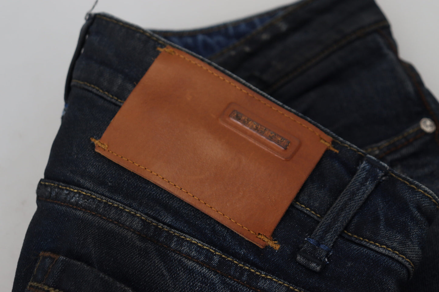 Acht Blaue Baumwolle Niedrige Taille Slim Fit Damen Casual Jeans