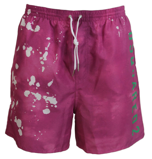 Dsquared² Rosa Tie Dye Logo Herren Strandbekleidung Shorts Bademode