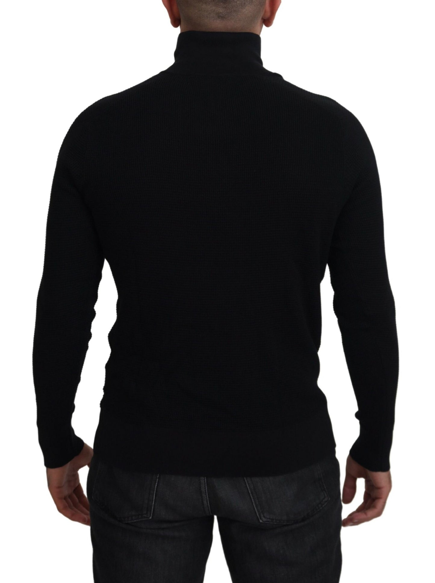 Dolce & Gabbana Pullover mit Rollkragen aus schwarzer Seide