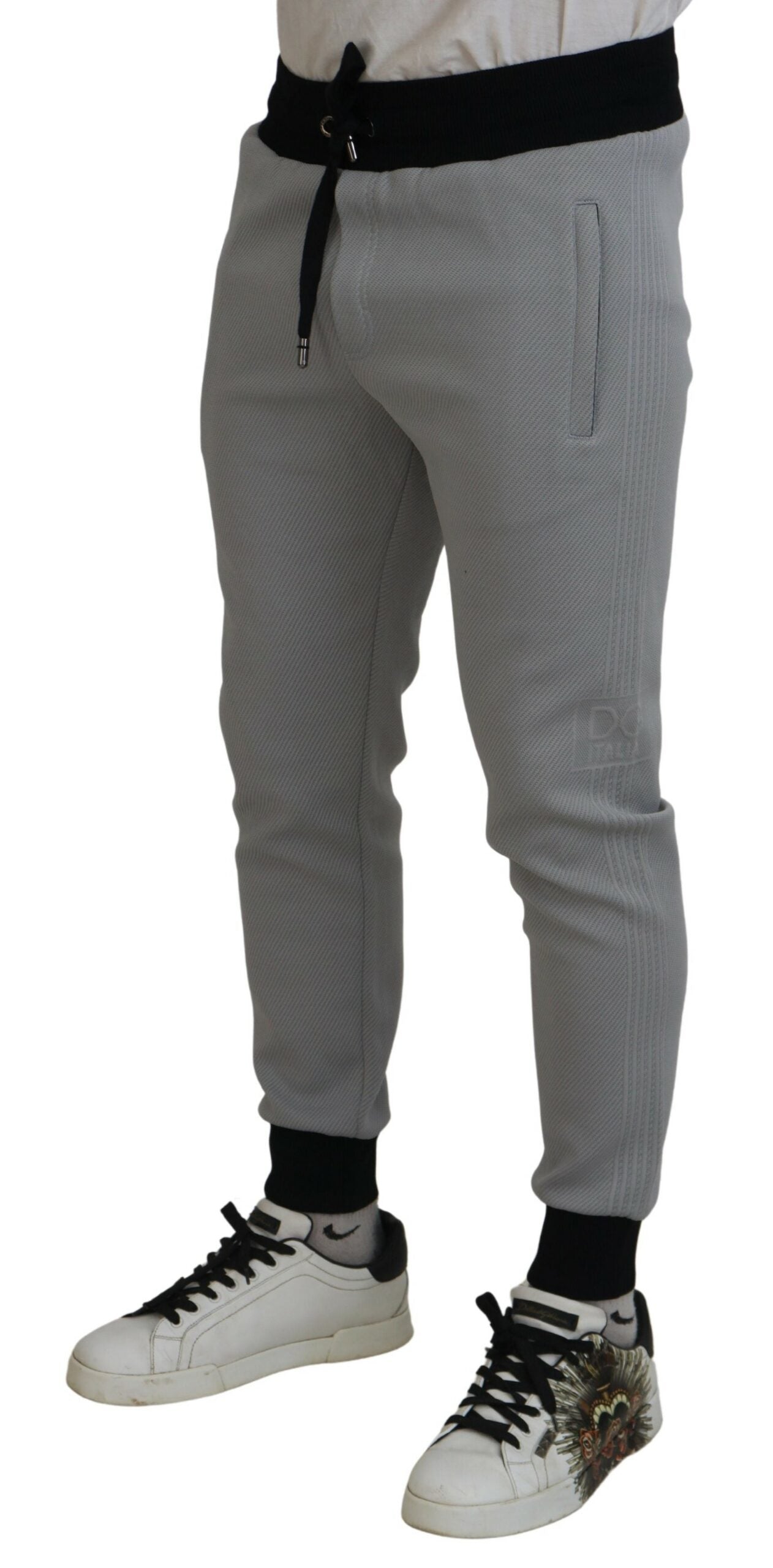 Dolce & Gabbana Graue Polyester-Sweatpants Jogger-Hose