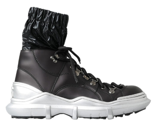 Dolce & Gabbana Schwarz Nylon Galileo High Top Turnschuhe Schuhe