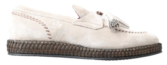 Dolce & Gabbana Elfenbeinfarbene Wildleder Herren Espadrille Schuhe