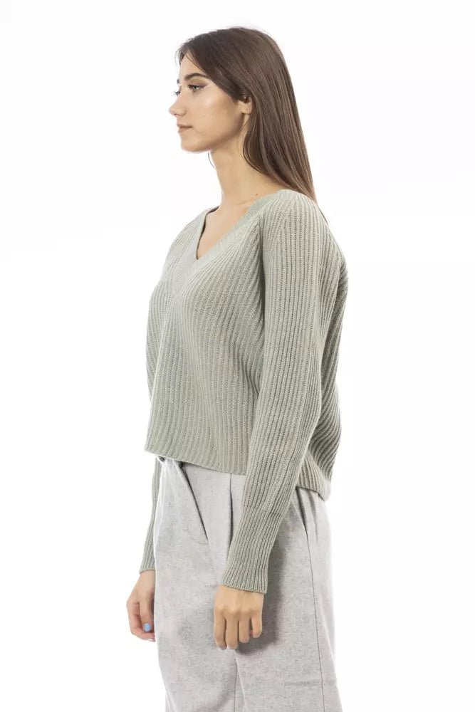 Alpha Studio Grüner Wollpullover für Damen
