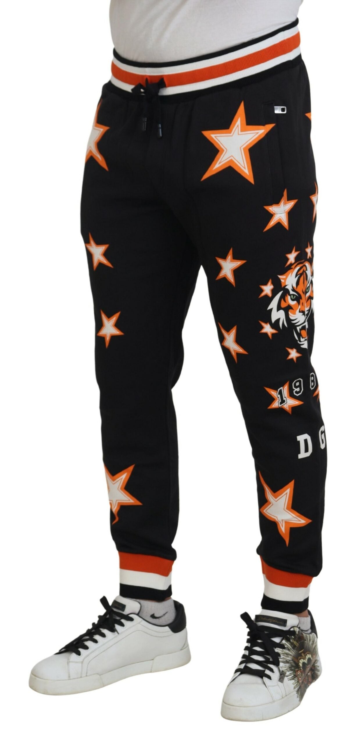 Dolce & Gabbana Schwarz Orange Star Hose Sporthose