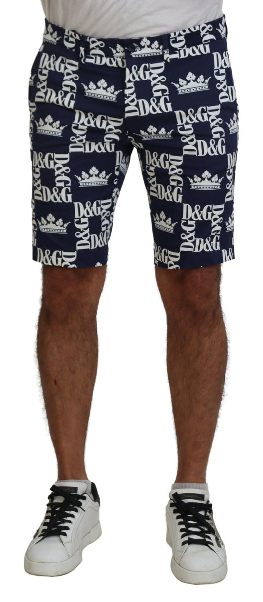Dolce & Gabbana Blaue Chinos aus Baumwolle mit Logodruck Shorts