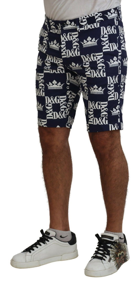 Dolce & Gabbana Blaue Chinos aus Baumwolle mit Logodruck Shorts