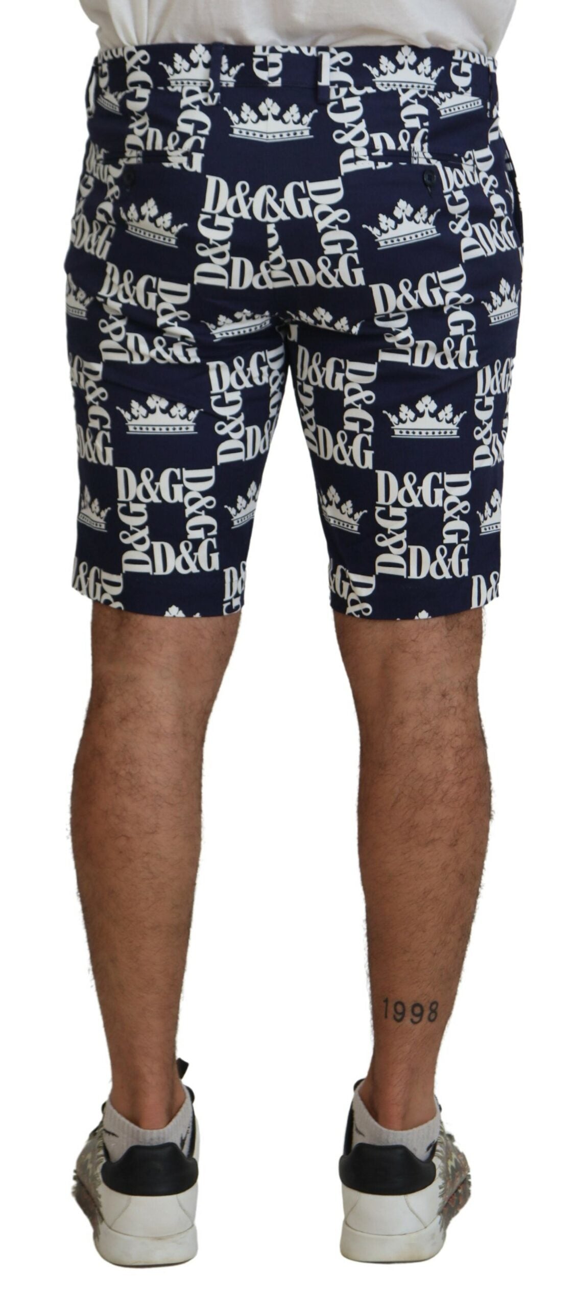 Dolce & Gabbana Blaue Chinos aus Baumwolle mit Logodruck Shorts