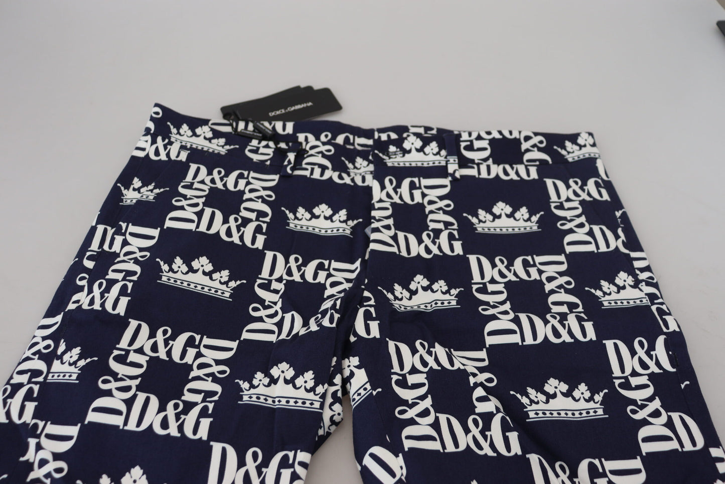 Dolce & Gabbana Blaue Chinos aus Baumwolle mit Logodruck Shorts