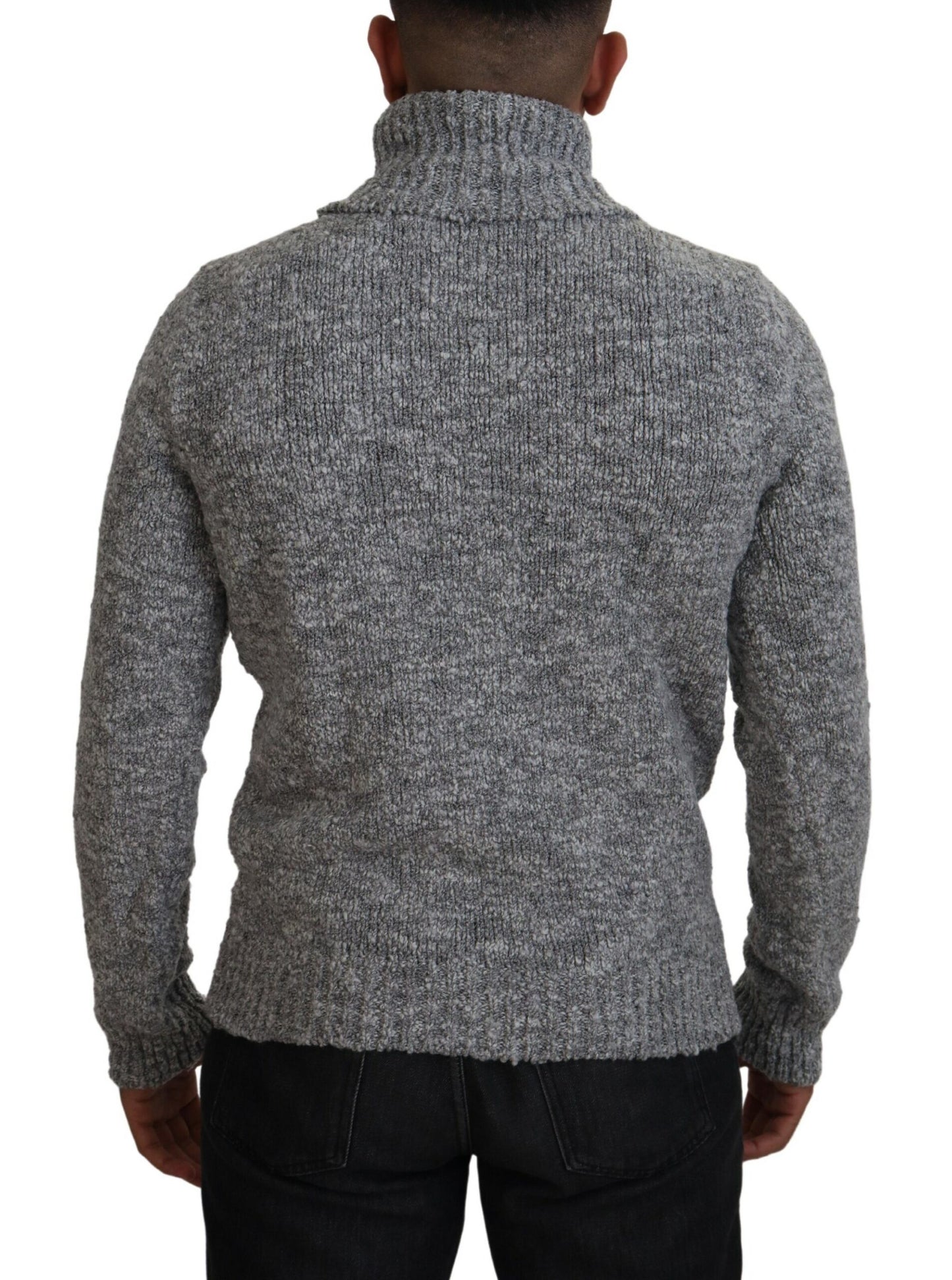 Dolce & Gabbana Grauer Wollstrick-Rollkragenpullover