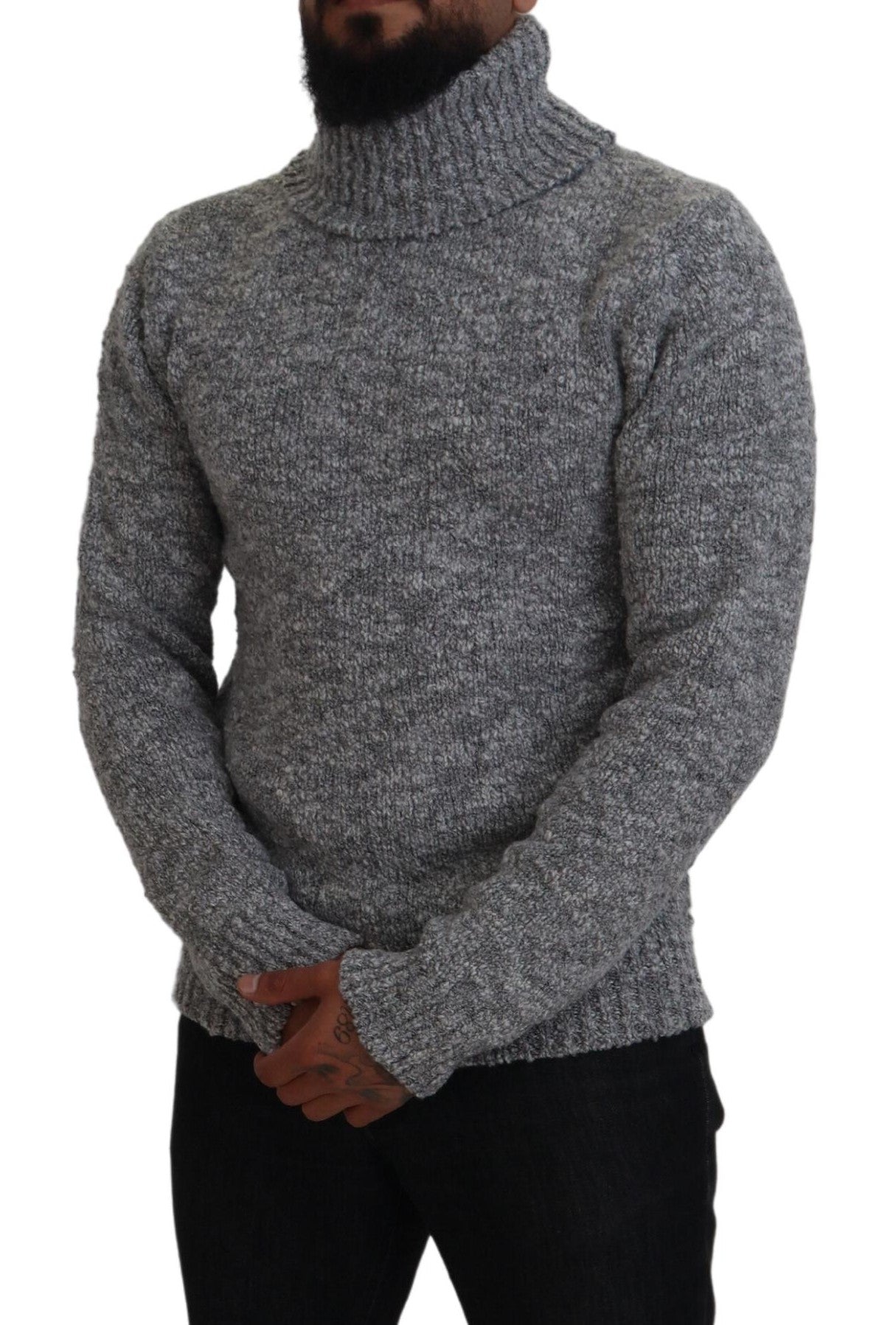 Dolce & Gabbana Grauer Wollstrick-Rollkragenpullover