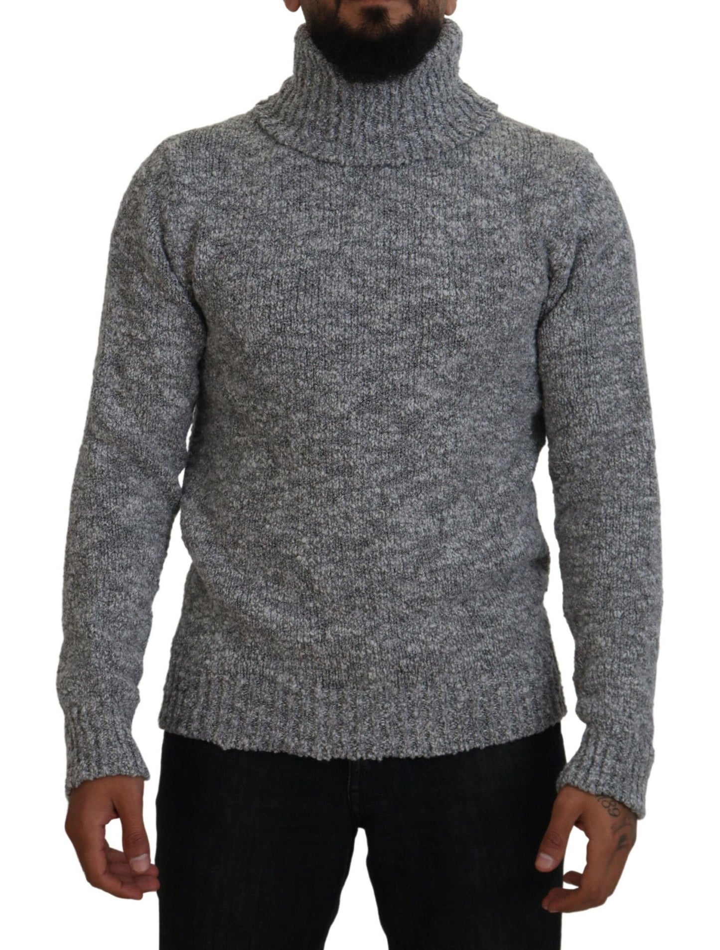 Dolce & Gabbana Grauer Wollstrick-Rollkragenpullover