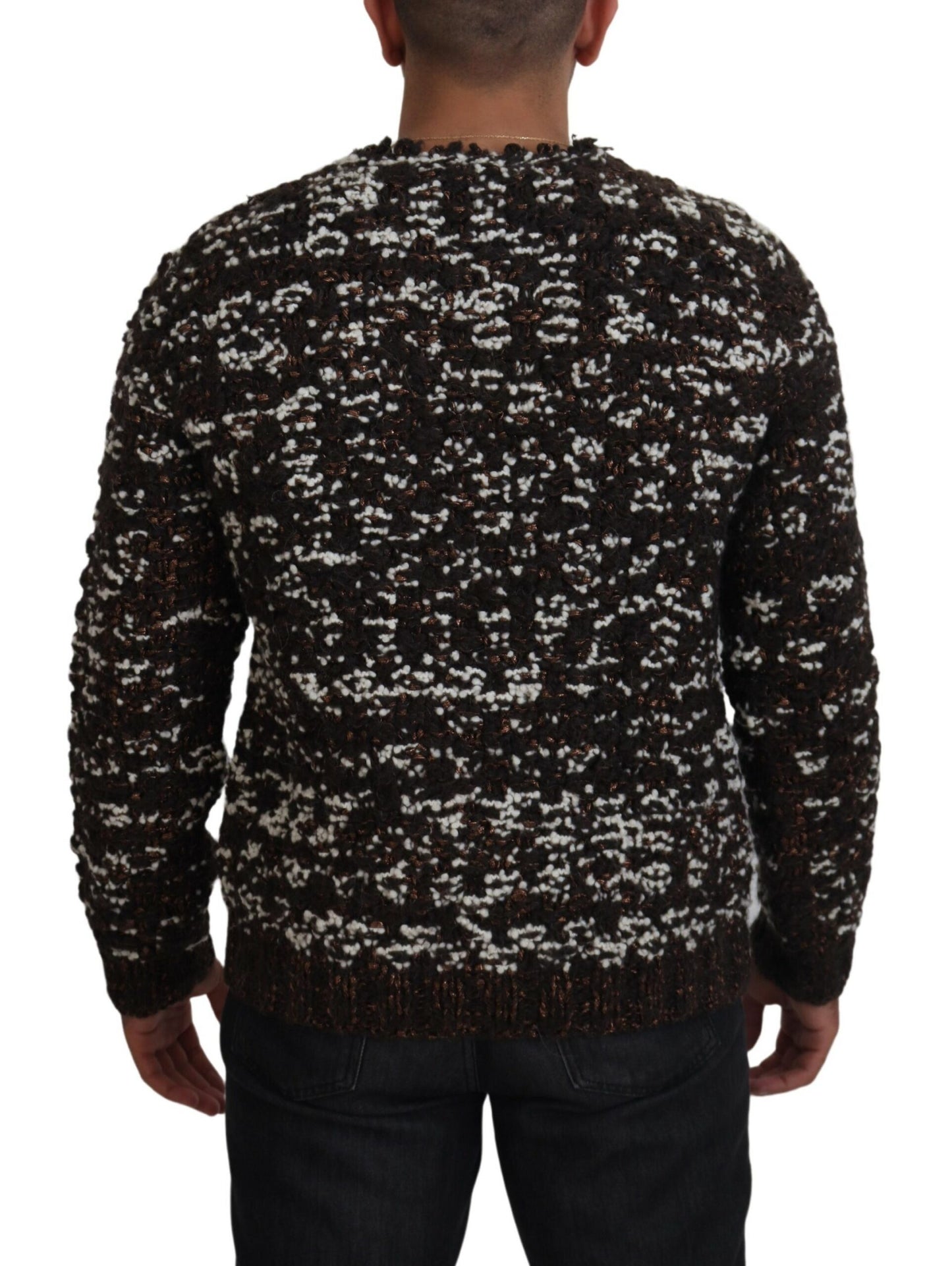 Dolce & Gabbana Brauner Pullover aus gestrickter Wolle Fatto A Mano