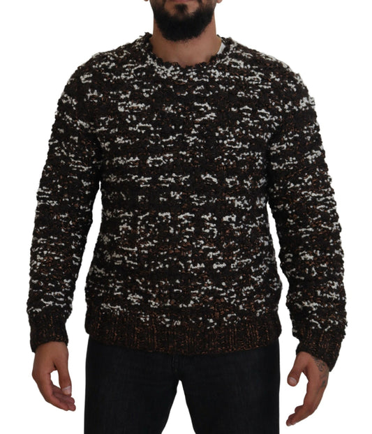 Dolce & Gabbana Brauner Pullover aus gestrickter Wolle Fatto A Mano