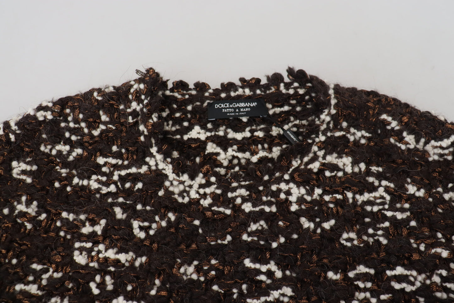 Dolce & Gabbana Brauner Pullover aus gestrickter Wolle Fatto A Mano