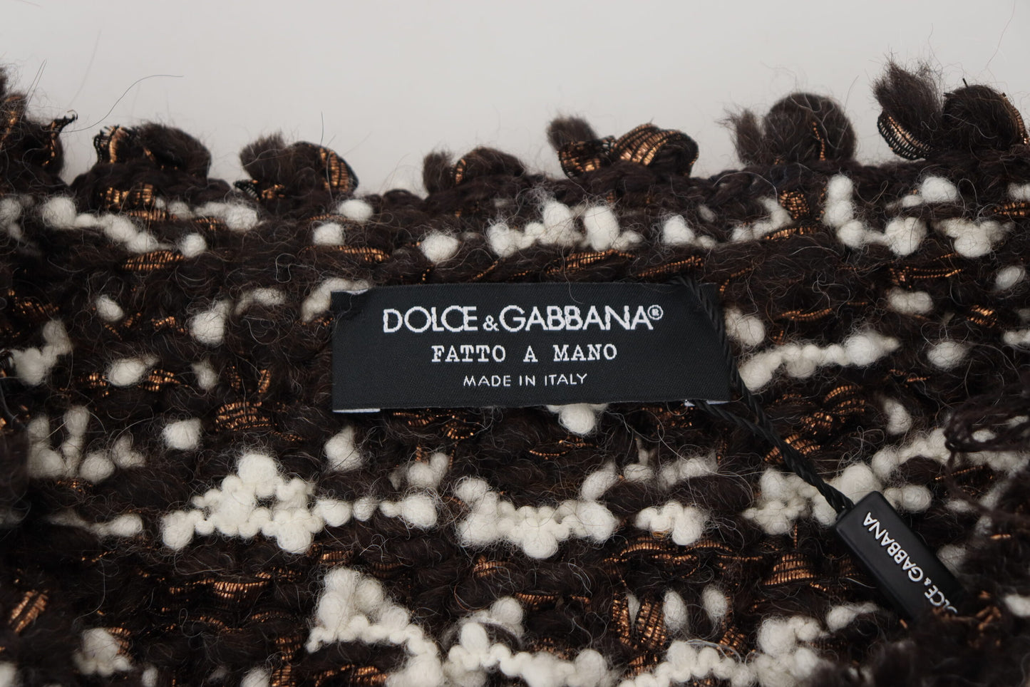 Dolce & Gabbana Brauner Pullover aus gestrickter Wolle Fatto A Mano