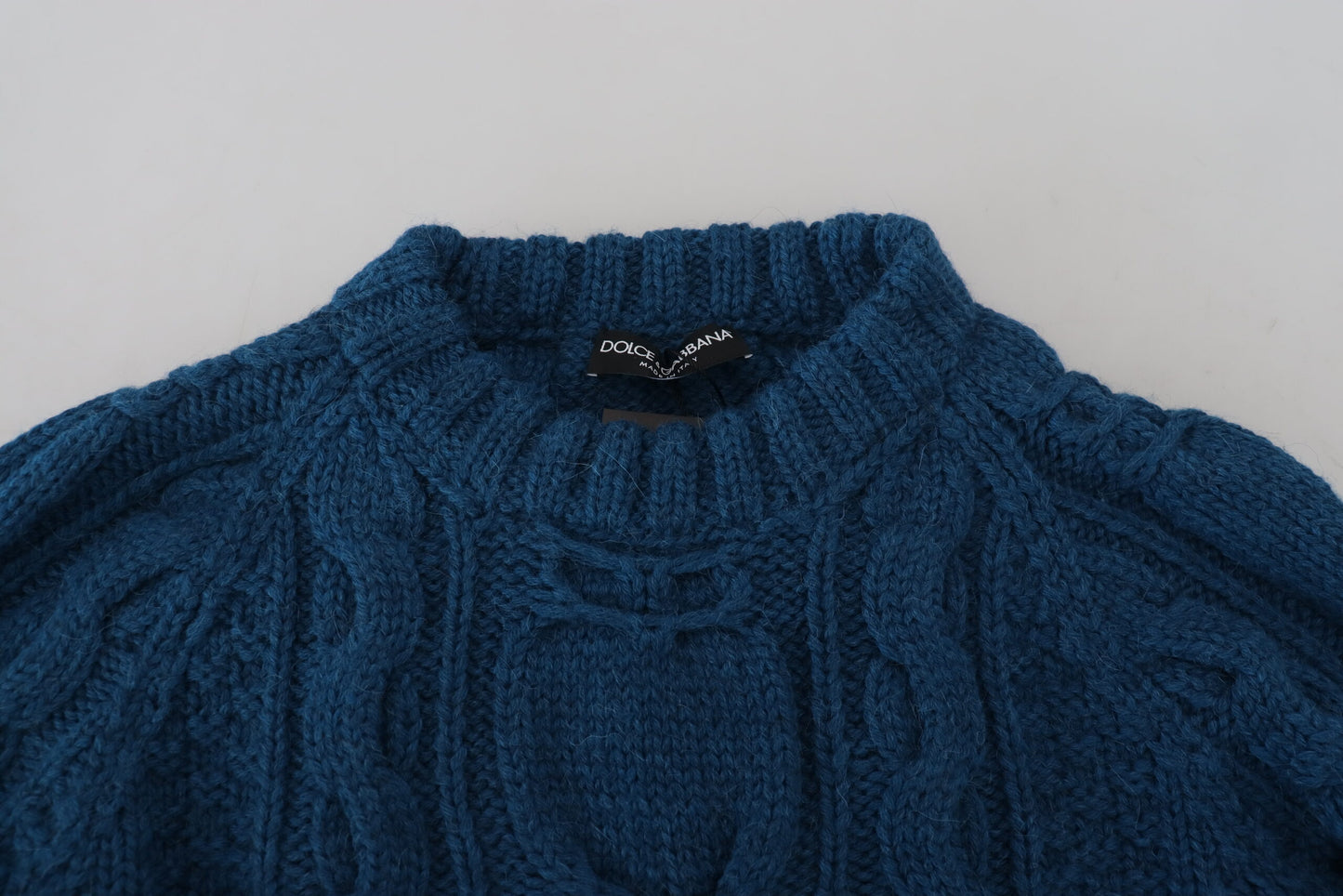 Dolce & Gabbana Blauer Pullover aus gestrickter Wolle und Alpaka