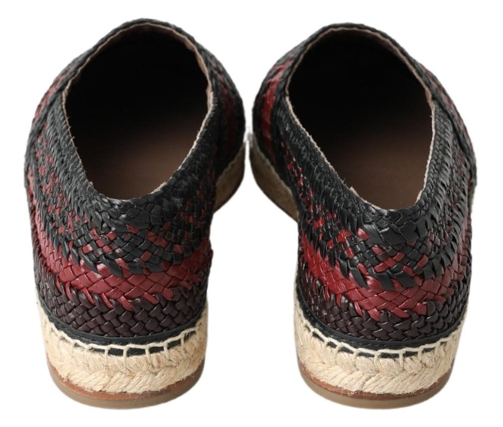 Dolce & Gabbana Schwarz Bordeaux Büffelleder Espadrille Schuhe