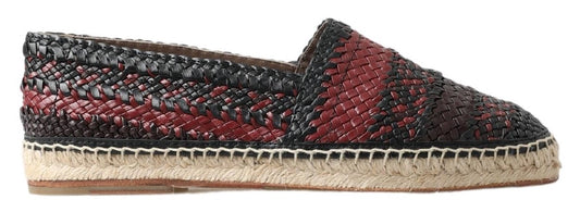 Dolce & Gabbana Schwarz Bordeaux Büffelleder Espadrille Schuhe