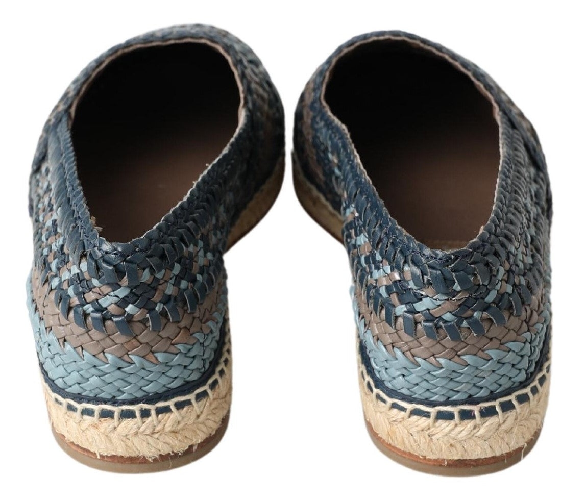 Dolce & Gabbana Blaugraue Leder Espadrille-Schuhe von Buffalo