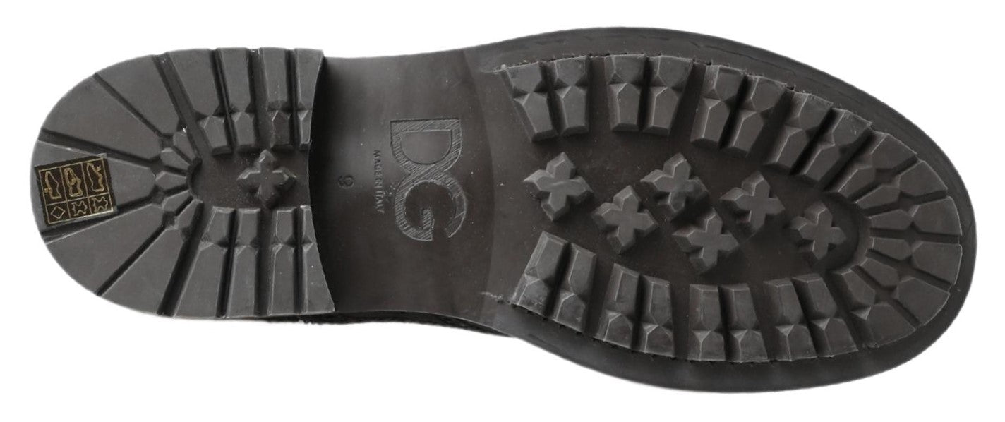 Dolce & Gabbana Schwarzgraue Lederstiefeletten