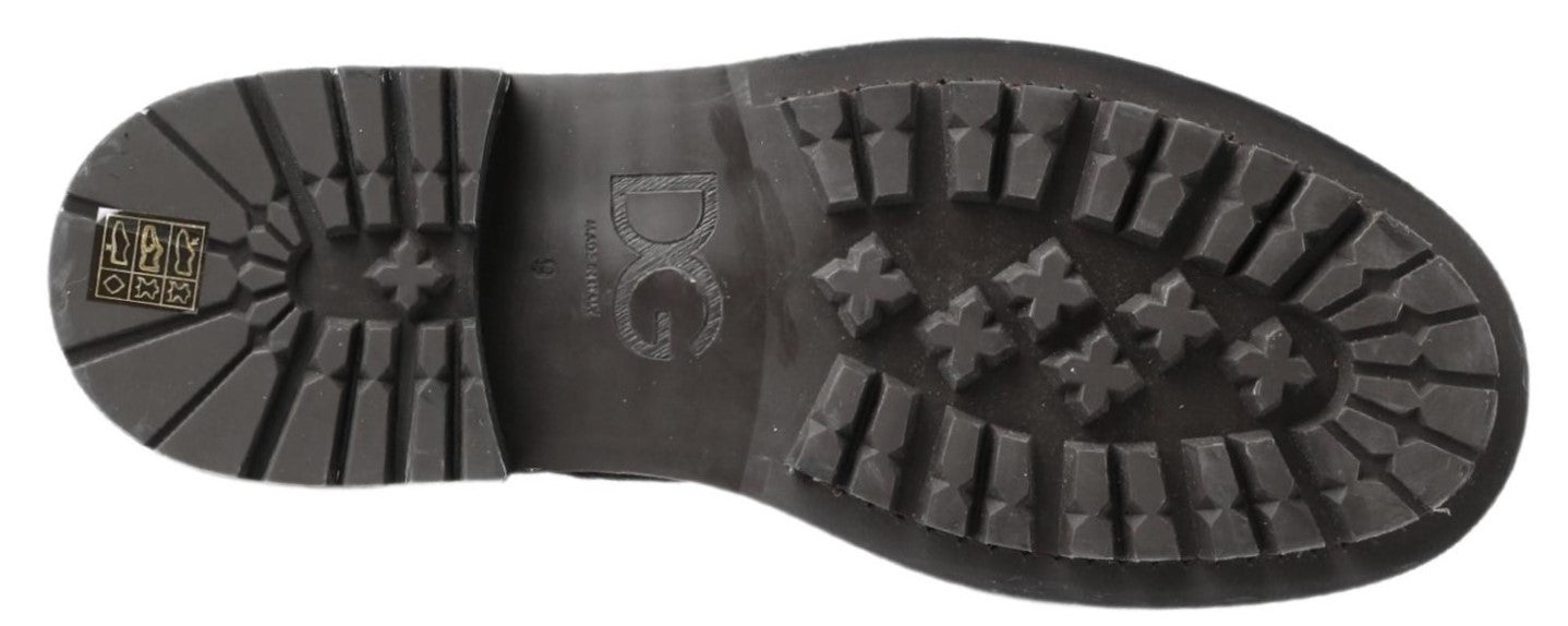 Dolce & Gabbana Schwarz Gray Leder Mid Calf Stiefel Schuhe