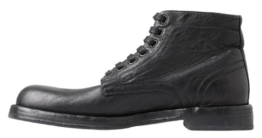Dolce & Gabbana Schwarzes Pferd Leder Perugino Stiefel