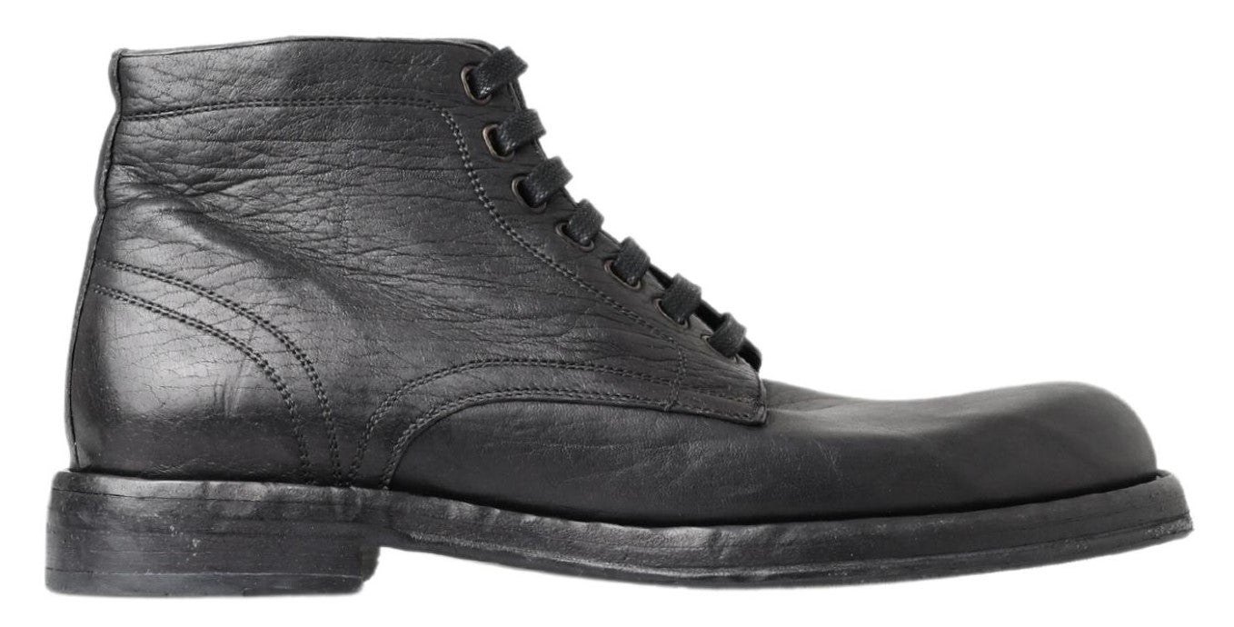Dolce & Gabbana Schwarzes Pferd Leder Perugino Stiefel