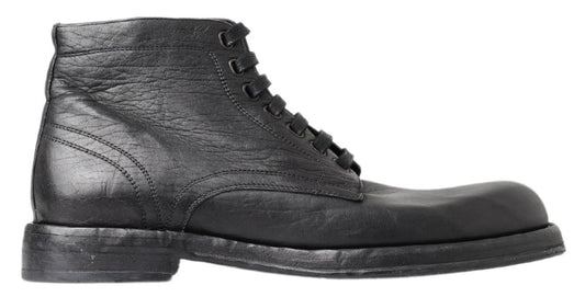 Dolce & Gabbana Schwarzes Pferd Leder Perugino Stiefel
