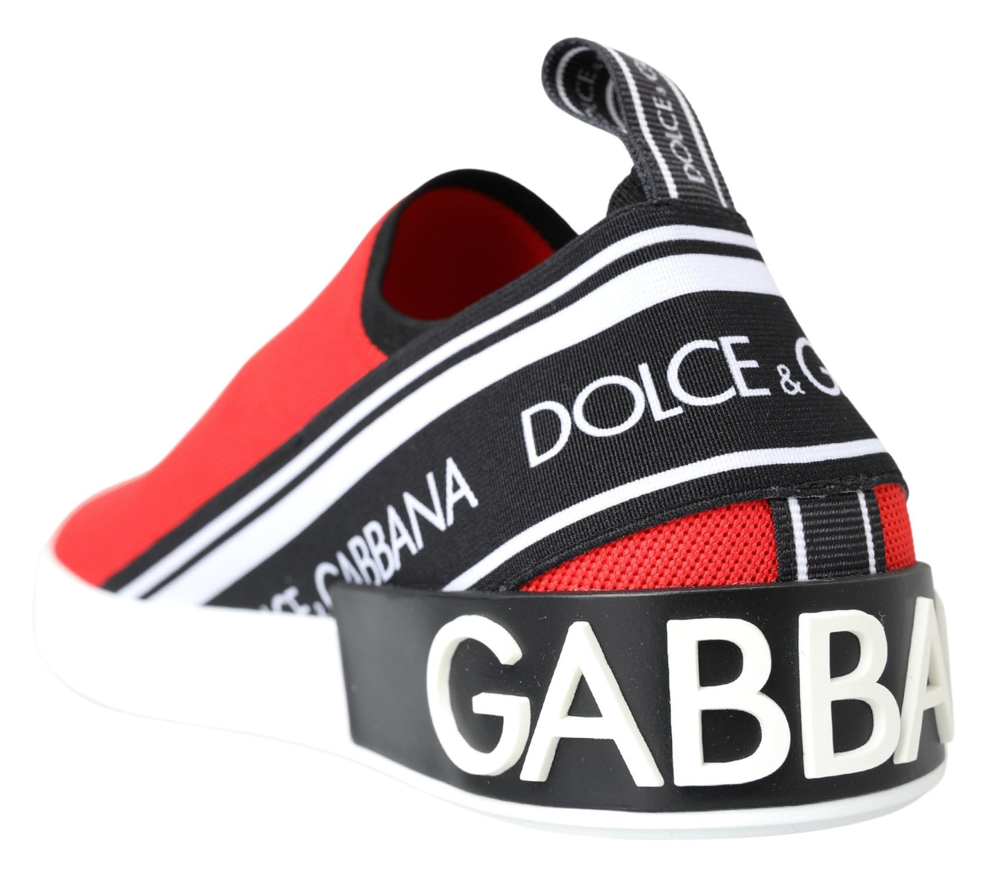 Dolce & Gabbana Rot Weiß Flache Turnschuhe Loafers Schuhe