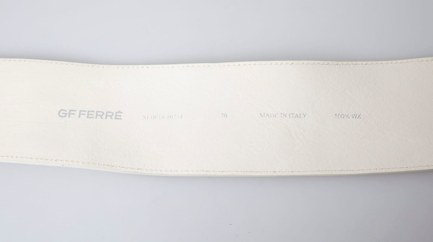GF Ferre Off White Waxed Cotton Wide Fashion Taillengürtel