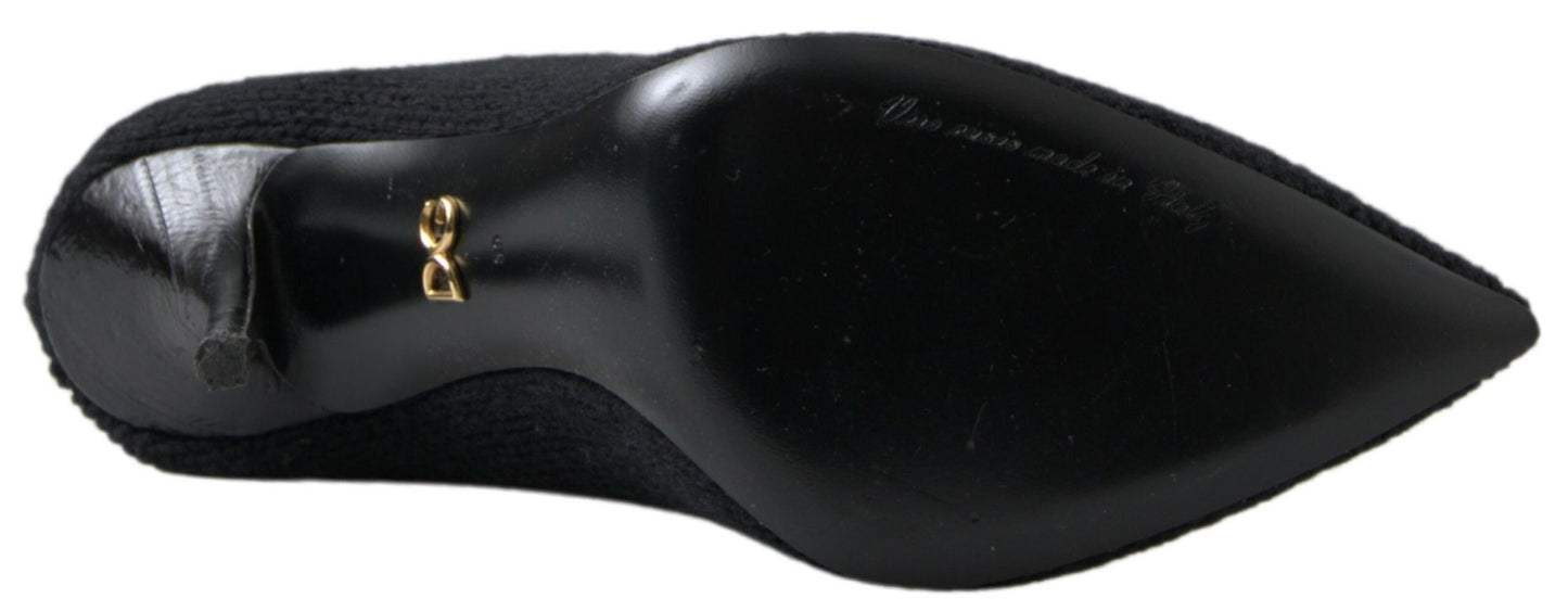 Dolce & Gabbana Schwarz Stiletto Heel Mid Calf Frauen Stiefel Schuhe