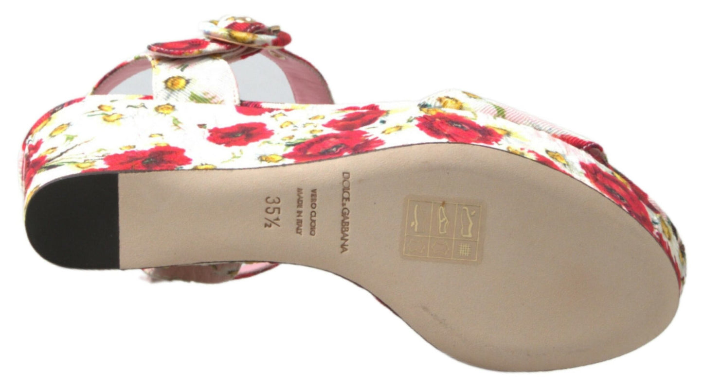 Dolce & Gabbana Mehrfarbige Wedges mit Blumendruck Florale Riemchensandalen