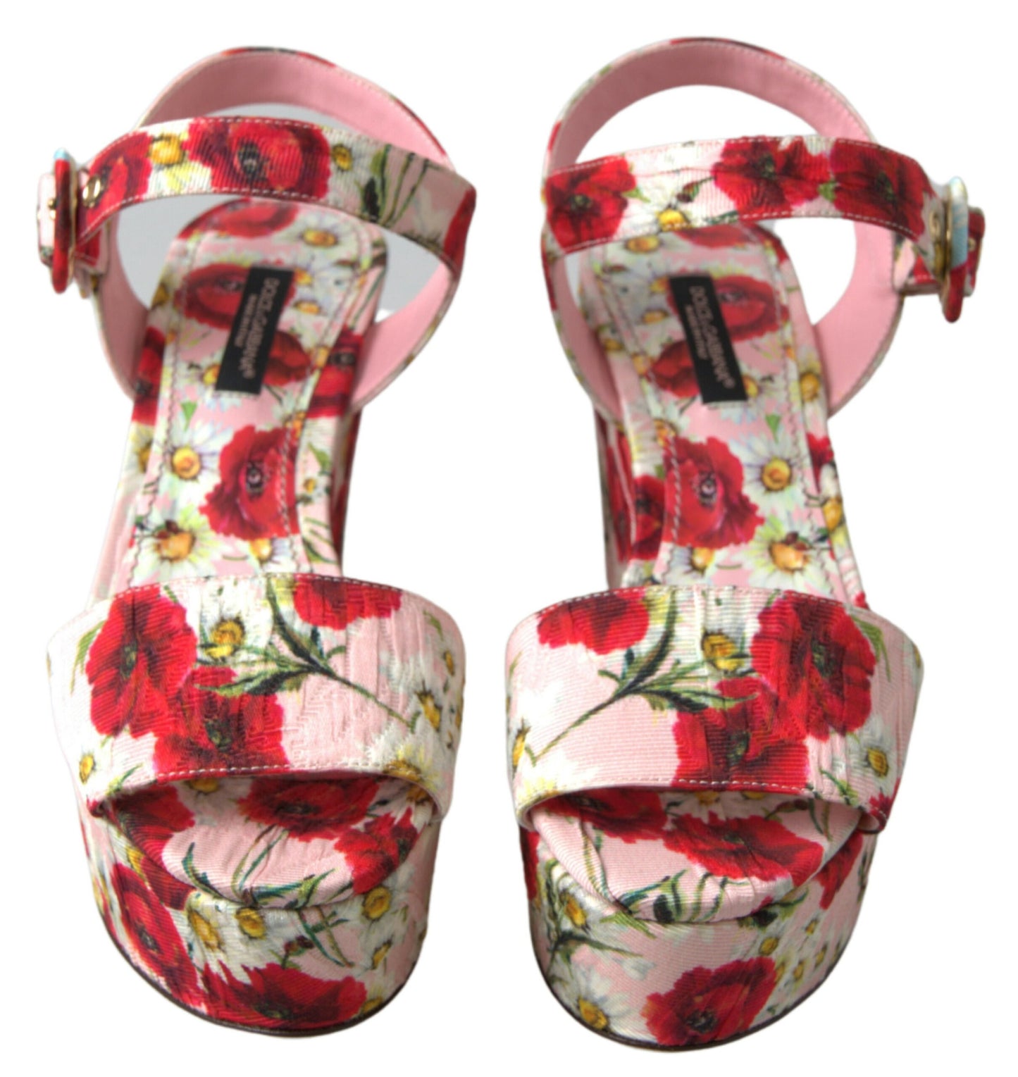 Dolce & Gabbana Mehrfarbige Wedges mit Blumendruck Florale Riemchensandalen