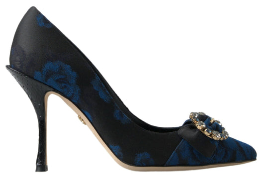 Dolce & Gabbana Blaue Floral Ayers Kristall Pumps Schuhe