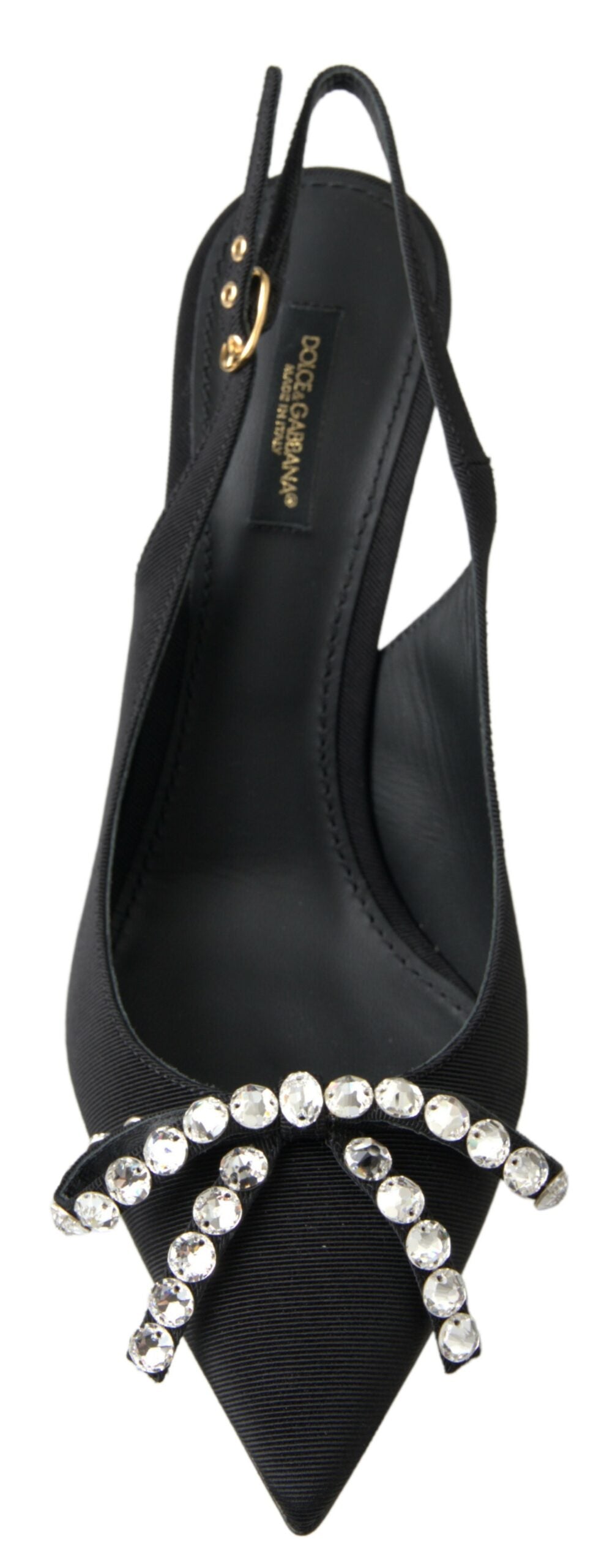 Dolce & Gabbana Schwarze kristallverzierte Schuhe mit Slingback-Absatz