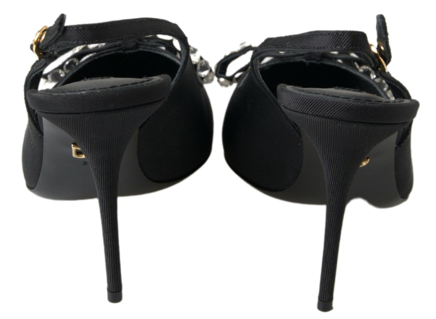 Dolce & Gabbana Schwarze kristallverzierte Schuhe mit Slingback-Absatz