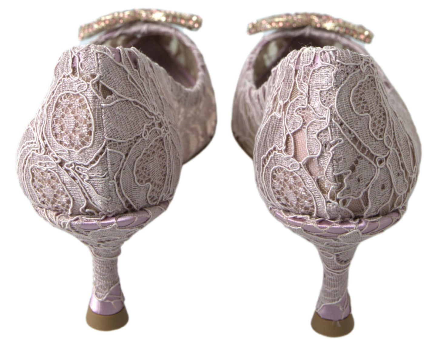 Dolce & Gabbana Rosa Floral Spitze DG Kristall Pumps Schuhe