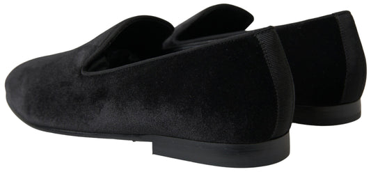 Dolce & Gabbana Schwarzer Samt Loafers Formelle Schuhe