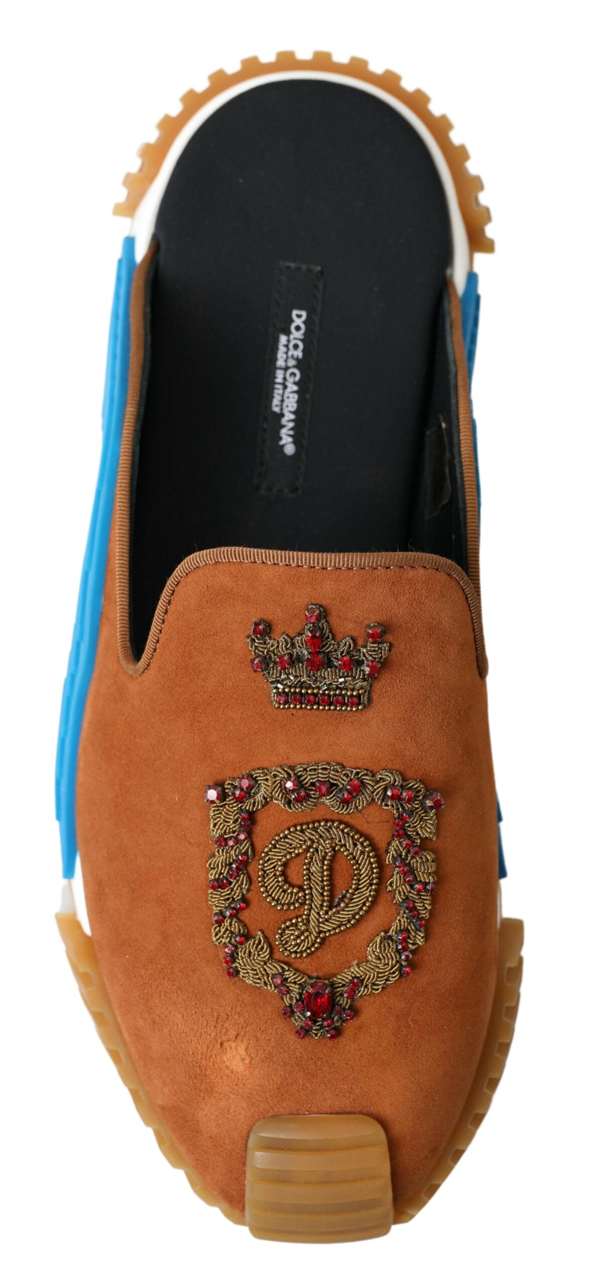 Dolce & Gabbana Braunes Wildleder Crown Logo NS1 Rutschen Sandalen