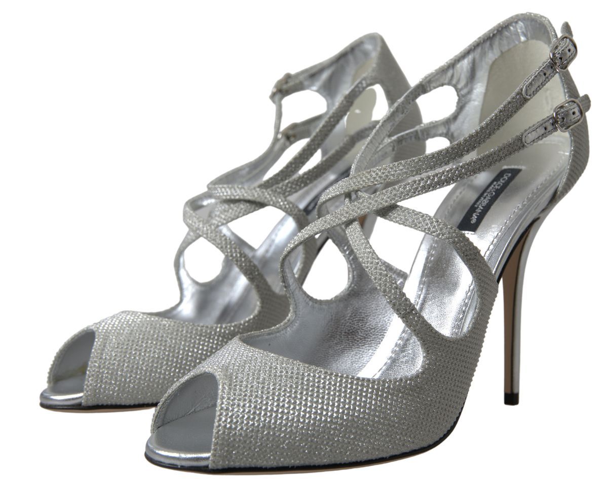 Dolce & Gabbana Silber schimmert Sandalen Absatz Pumps Schuhe