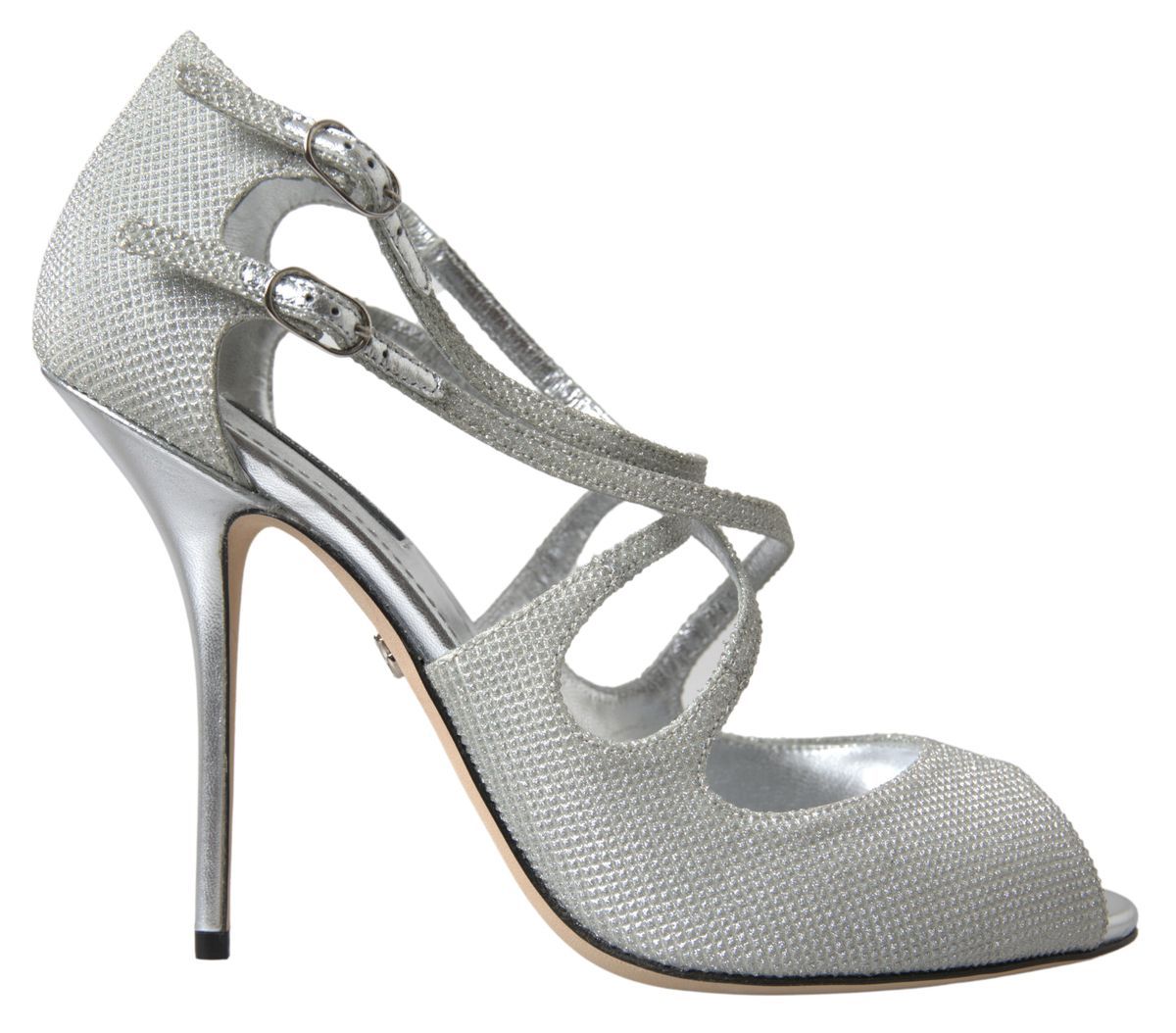 Dolce & Gabbana Silber schimmert Sandalen Absatz Pumps Schuhe