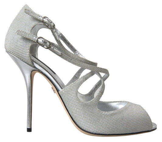 Dolce & Gabbana Silber schimmert Sandalen Absatz Pumps Schuhe