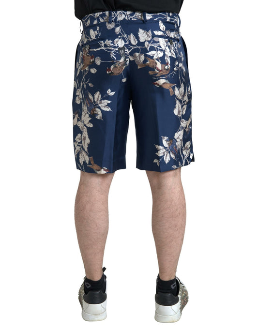 Dolce & Gabbana Blaue Bermudashorts mit Blumendruck aus Seide für Männer