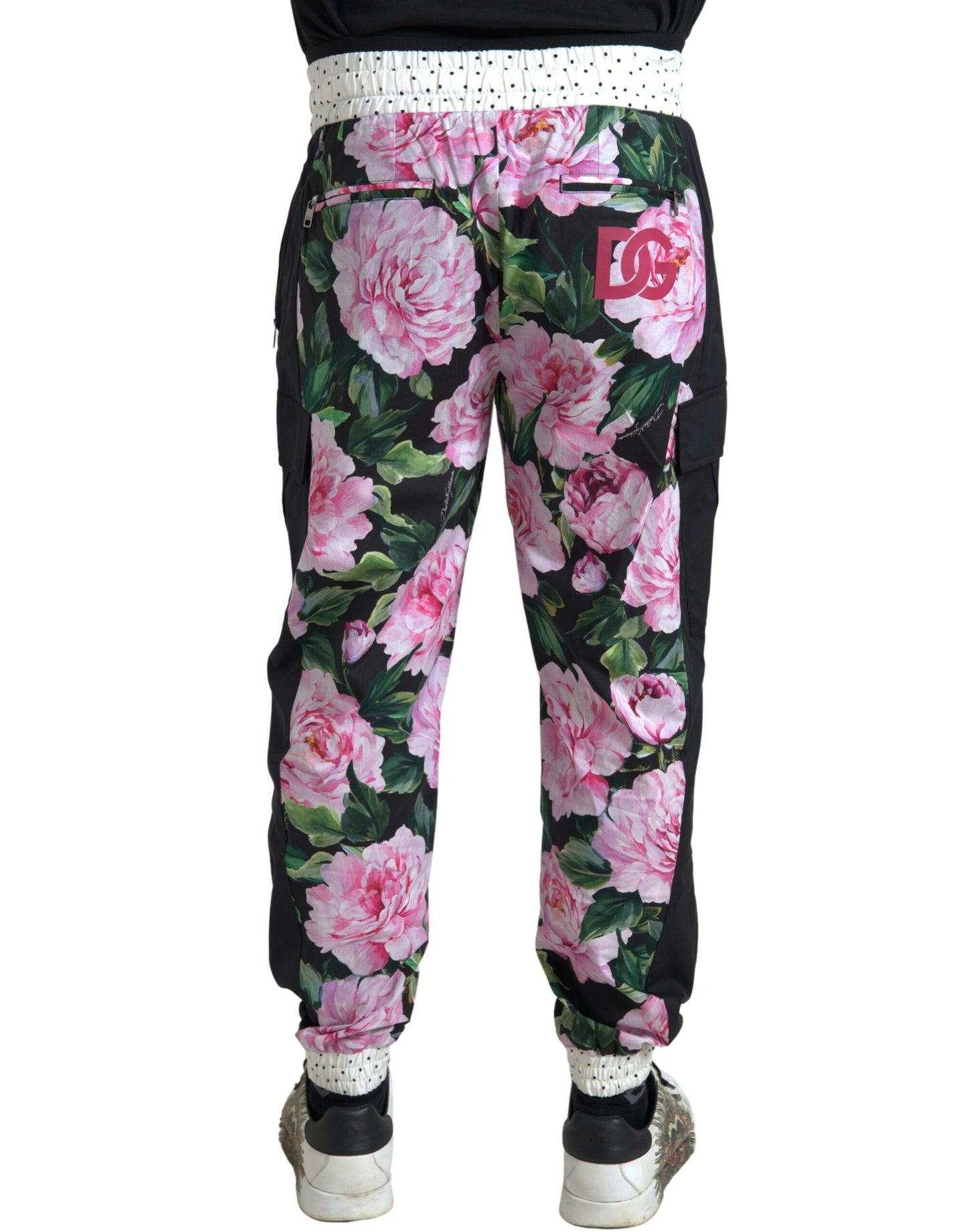 Dolce & Gabbana Multicolor Pfingstrose Jogger Baumwolle Männer Hosen